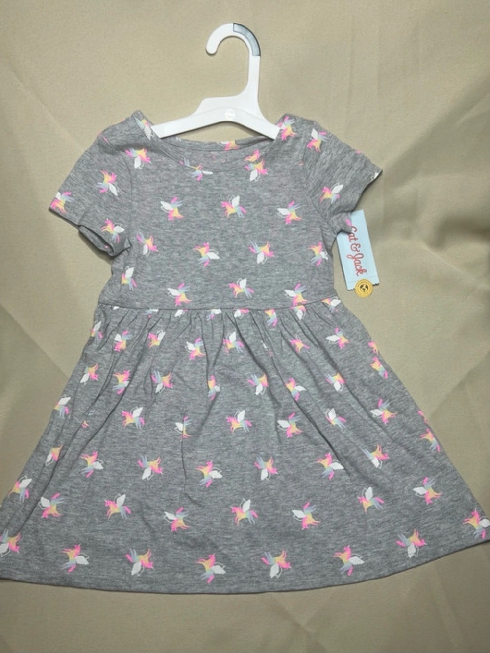 Cat & Jack Gray Knit Dress with Pink and White Unicorns